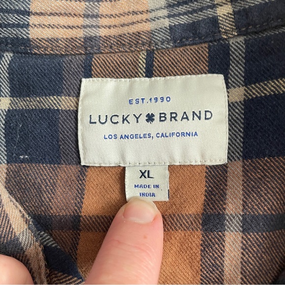 Lucky Brand Men's country western Plaid flannel Button-Down Shirt XL - Picture 8 of 8